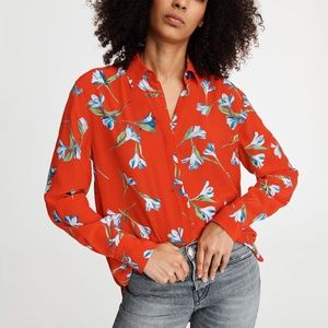 rag & bone Red Floral Blouse NWT size Medium Super soft shirt. Originally $395